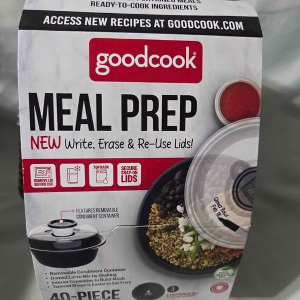 Good cook round meal prep containers with condiment container 4 cup capacity new